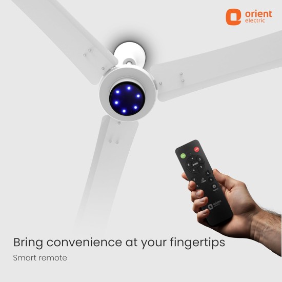 Orient Electric I Tome Pro 1200 mm BLDC Ceiling Fan with Remote & LED Indicator Lights, 5 Star Rated Energy Efficient Fan with High Air Delivery - White