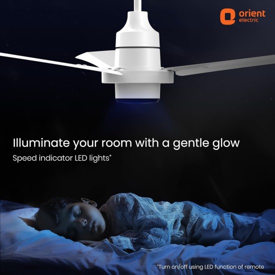 Orient Electric I Tome Pro 1200 mm BLDC Ceiling Fan with Remote & LED Indicator Lights, 5 Star Rated Energy Efficient Fan with High Air Delivery - White