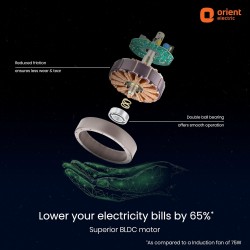 Orient Electric I Tome Pro 1200 mm BLDC Ceiling Fan with Remote & LED Indicator Lights, 5 Star Rated Energy Efficient Fan with High Air Delivery - White