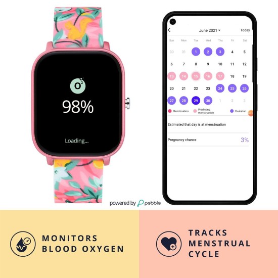 Chumbak Squad 2.0 Smartwatch - 1.7 inch SpO2, with 24 * 7 Health Tracking with Blood Oxygen, Fitness, Sports & Sleep Tracking for Women