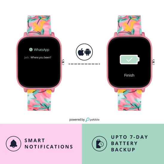 Chumbak Squad 2.0 Smartwatch - 1.7 inch SpO2, with 24 * 7 Health Tracking with Blood Oxygen, Fitness, Sports & Sleep Tracking for Women