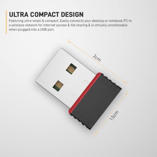 AirCase USB WiFi Adapter for PC, 150 Mbps Wireless Network Adapter for Desktop - Black AirCase USB WiFi Adapter for PC, 150 Mbps Wireless Network Adapter for Desktop - Black