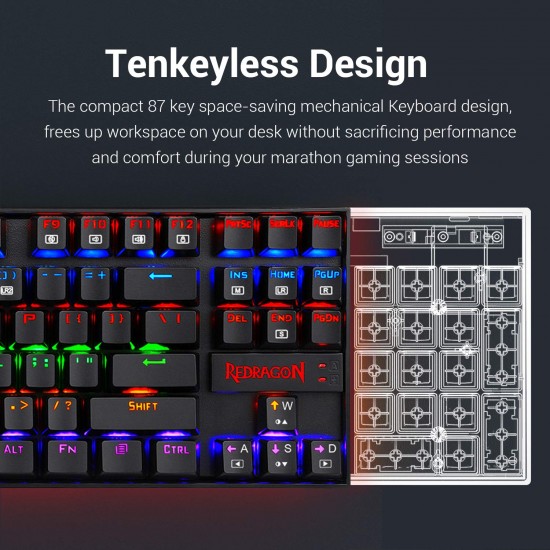 Redragon Kumara K552 Rainbow LED Backlit TKL Ten Key-Less Mechanical Wired Gaming Keyboard Without Numlock Keys (Black)Redragon Kumara K552 Rainbow LED Backlit TKL Ten Key-Less Mechanical Wired Gaming Keyboard Without Numlock Keys (Black) Redragon Kumara K552 Rainbow LED Backlit TKL Ten Key-Less Mechanical Wired Gaming Keyboard Without Numlock Keys (Black)Redragon Kumara K552 Rainbow LED Backlit TKL Ten Key-Less Mechanical Wired Gaming Keyboard Without Numlock Keys (Black)