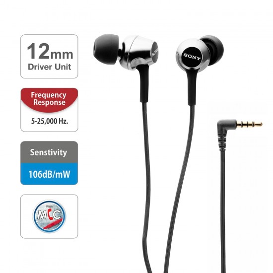 Sony MDR-EX255AP in-Ear Wired Headphones with Mic (Black) Sony MDR-EX255AP in-Ear Wired Headphones with Mic (Black)