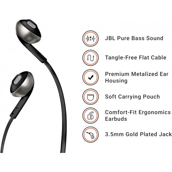 JBL T205 In-Ear Binaural Wired Black – HEADPHONES JBL T205 In-Ear Binaural Wired Black – HEADPHONES