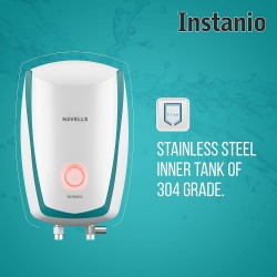 Havells Instanio 1-Litre 3KW Instant Water Heater (Geyser), White Blue, Wall Mounting Havells Instanio 1-Litre 3KW Instant Water Heater (Geyser), White Blue, Wall Mounting