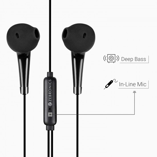 Zebronics Zeb-Calyx Wired in Ear Earphones with Mic (Black) Zebronics Zeb-Calyx Wired in Ear Earphones with Mic (Black)