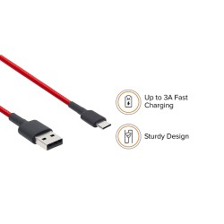 Mi Xiaomi Braided Type C 100Cm Cable Red|Supports Upto 22.5 Charging|Tangle Free Sturdy Built with Kevlar Protection Mi Xiaomi Braided Type C 100Cm Cable Red|Supports Upto 22.5 Charging|Tangle Free Sturdy Built with Kevlar Protection