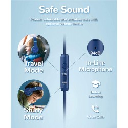 Wired Headphones with Mic - iClever Kids Headphones Foldable Stereo Tangle-Free 3.5mm-Blue Wired Headphones with Mic - iClever Kids Headphones Foldable Stereo Tangle-Free 3.5mm-Blue