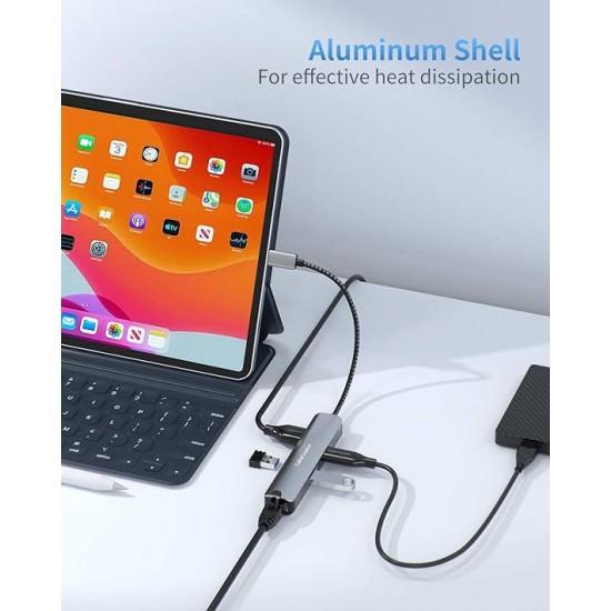 CableCreation USB C Hub Multiport Adapter, 5-in-1 USB C Adapter Aluminum Shell with 4K USB C to HDMI CableCreation USB C Hub Multiport Adapter, 5-in-1 USB C Adapter Aluminum Shell with 4K USB C to HDMI
