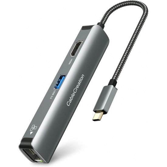 CableCreation USB C Hub Multiport Adapter, 5-in-1 USB C Adapter Aluminum Shell with 4K USB C to HDMI CableCreation USB C Hub Multiport Adapter, 5-in-1 USB C Adapter Aluminum Shell with 4K USB C to HDMI