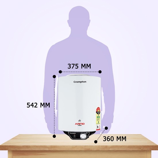 Crompton Arno Neo 25-L 5 Star Rated Storage Water Heater (Geyser) with Advanced 3 Level Safety (White) National Energy Conservation Award Winner 2023 Crompton Arno Neo 25-L 5 Star Rated Storage Water Heater (Geyser) with Advanced 3 Level Safety (White) National Energy Conservation Award Winner 2023