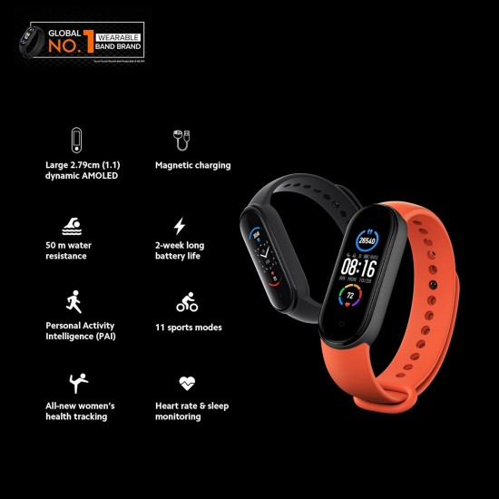 MI Smart Band 5- India's No. 1 Fitness Band, 1.1" (2.8 cm) AMOLED Color Display, 2 Weeks Battery Life MI Smart Band 5- India's No. 1 Fitness Band, 1.1" (2.8 cm) AMOLED Color Display, 2 Weeks Battery Life