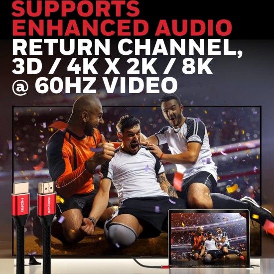 Honeywell HDMI Cable 2.1 with Ethernet, 8k@60Hz, 4K@120Hz UHD Resolution, (9.8ft/3M), 48 GBPS Transmission Ultra High Speed, Dolby DTS, eARC, 3D,Male-to-Male,Compatible with All HDMI-Enabled Devices Honeywell HDMI Cable 2.1 with Ethernet, 8k@60Hz, 4K@120Hz UHD Resolution, (9.8ft/3M), 48 GBPS Transmission Ultra High Speed, Dolby DTS, eARC, 3D,Male-to-Male,Compatible with All HDMI-Enabled Devices