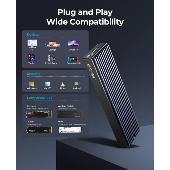ORICO M2PV-C3 M.2 NVME SSD Enclosure (Not for SATA SSD) USB 3.1 Type C ORICO M2PV-C3 M.2 NVME SSD Enclosure (Not for SATA SSD) USB 3.1 Type C