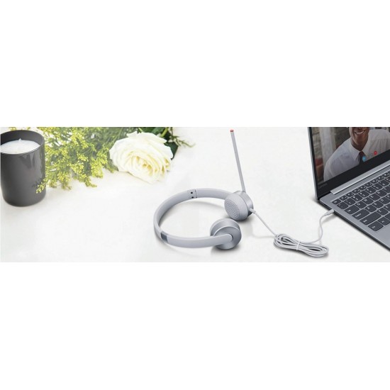 Lenovo 100 Wired On Ear Headphones with Mic (Cloud Grey) Lenovo 100 Wired On Ear Headphones with Mic (Cloud Grey)