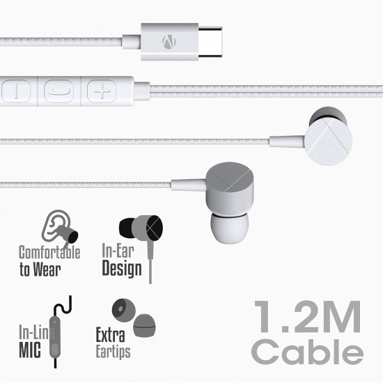 ZEBRONICS Zeb-Buds C2 in Ear Type C Wired Earphones with Mic (White) ZEBRONICS Zeb-Buds C2 in Ear Type C Wired Earphones with Mic (White)