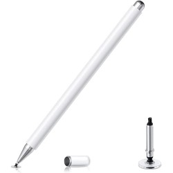 Dyazo Aluminium Fine Point Stylus Pen with Spare Disk for Touch Screens Devices (White)