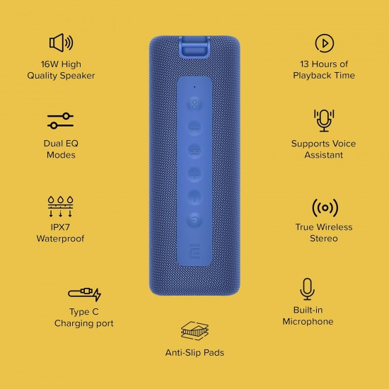 MI Portable Wireless Bluetooth Speaker (Blue)|16W Hi-Quality Speaker with Mic|Upto 13hrs Playback Time MI Portable Wireless Bluetooth Speaker (Blue)|16W Hi-Quality Speaker with Mic|Upto 13hrs Playback Time