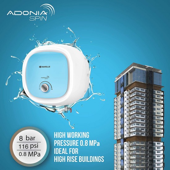 Havells Adonia Spin 10-Litre Vertical Storage Water Heater (Geyser) White Blue 5 Star Havells Adonia Spin 10-Litre Vertical Storage Water Heater (Geyser) White Blue 5 Star