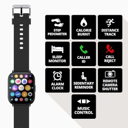 Zebronics Zeb-FIT5220CH Smart Fitness Watch, 2.5D Curved Glass 4.4cm Large Square Display - (Black) Zebronics Zeb-FIT5220CH Smart Fitness Watch, 2.5D Curved Glass 4.4cm Large Square Display - (Black)