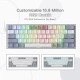 Redragon K617 Fizz 60% Wired RGB Gaming Keyboard, 61 Keys Compact Mechanical Keyboard w/White and Grey Color Keycaps
