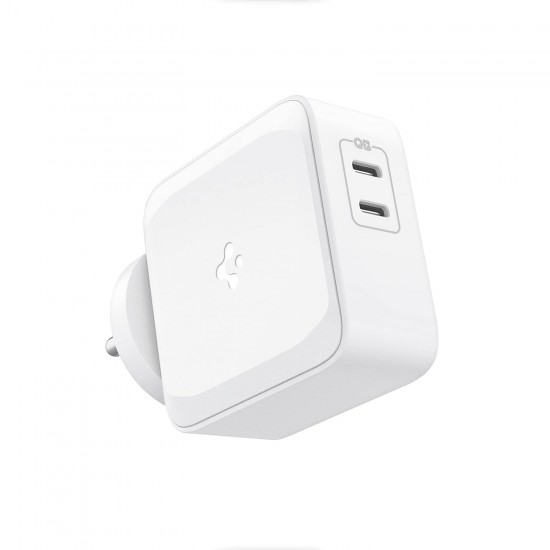 Spigen PE2007 70W GaN Dual Port Fast iPhone Wall Charger- White Spigen PE2007 70W GaN Dual Port Fast iPhone Wall Charger- White