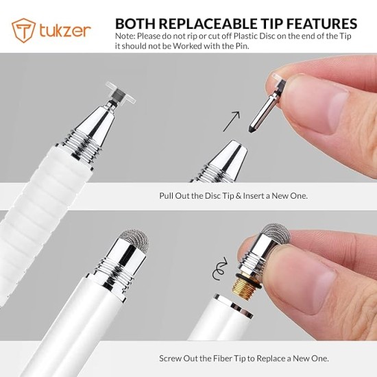Tukzer 2-in-1 Capacitive Stylus Pen V2.0, Precise Stylus (White) Tukzer 2-in-1 Capacitive Stylus Pen V2.0, Precise Stylus (White)