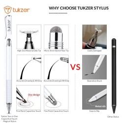 Tukzer 2-in-1 Capacitive Stylus Pen V2.0, Precise Stylus (White) Tukzer 2-in-1 Capacitive Stylus Pen V2.0, Precise Stylus (White)