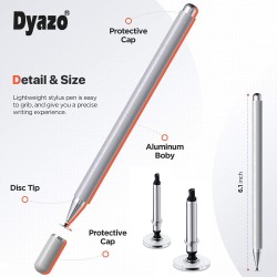 Dyazo Stylus Pen/Pencil for All Touch Screen Devices, Fine Point, Lightweight Aluminum Body Compatible - (Silver) Dyazo Stylus Pen/Pencil for All Touch Screen Devices, Fine Point, Lightweight Aluminum Body Compatible - (Silver)