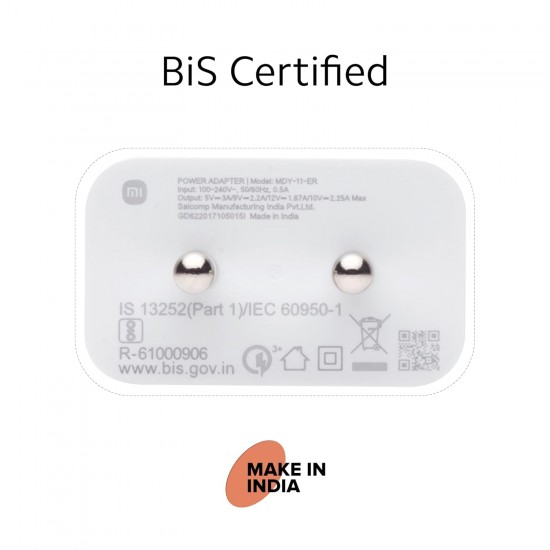 Mi Xiaomi 22.5W Fast USB Type C Charger Combo|Compatible for Mobile,Power Banks|Fast Charging|(Adapter + USB to Type C Cable)|White Mi Xiaomi 22.5W Fast USB Type C Charger Combo|Compatible for Mobile,Power Banks|Fast Charging|(Adapter + USB to Type C Cable)|White