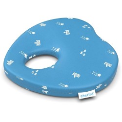 Cherilo Memory Foam Baby Pillow for New Born, Head Shaping Baby Pillow for 0 to 12 Months for Preventing Flat Head Syndrome, 23x23x4 Cm, Cherry Shape, Royal Stars, Blue