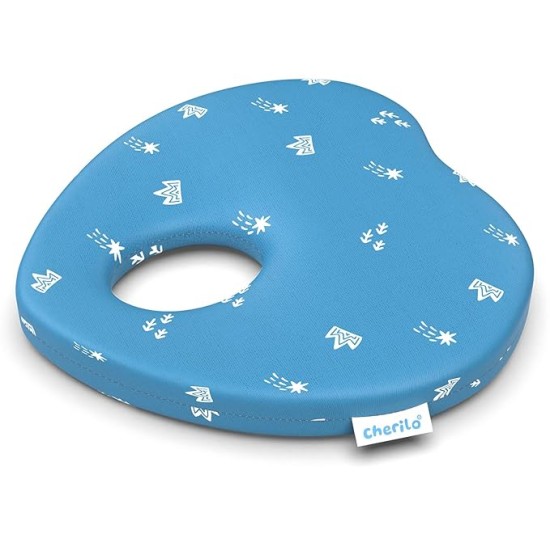 Cherilo Memory Foam Baby Pillow for New Born, Head Shaping Baby Pillow for 0 to 12 Months for Preventing Flat Head Syndrome, 23x23x4 Cm, Cherry Shape, Royal Stars, Blue Cherilo Memory Foam Baby Pillow for New Born, Head Shaping Baby Pillow for 0 to 12 Months for Preventing Flat Head Syndrome, 23x23x4 Cm, Cherry Shape, Royal Stars, Blue