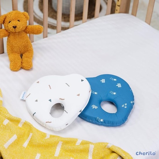 Cherilo Memory Foam Baby Pillow for New Born, Head Shaping Baby Pillow for 0 to 12 Months for Preventing Flat Head Syndrome, 23x23x4 Cm, Cherry Shape, Royal Stars, Blue Cherilo Memory Foam Baby Pillow for New Born, Head Shaping Baby Pillow for 0 to 12 Months for Preventing Flat Head Syndrome, 23x23x4 Cm, Cherry Shape, Royal Stars, Blue