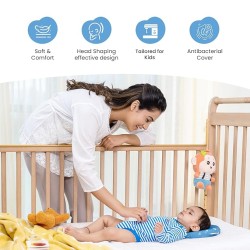 Cherilo Memory Foam Baby Pillow for New Born, Head Shaping Baby Pillow for 0 to 12 Months for Preventing Flat Head Syndrome, 23x23x4 Cm, Cherry Shape, Royal Stars, Blue