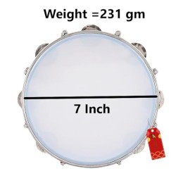 UAPAN Dafli Musical Instrument Dafli/Tambourine 7inch Hand Percussion Musical Instrument (Orange color small Tambourine)