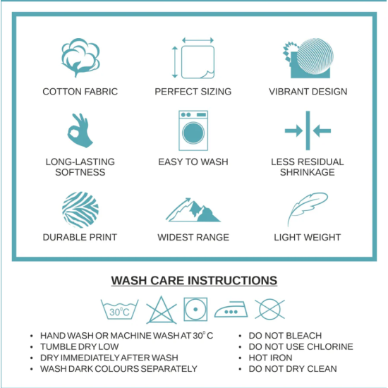 Bella Casa, Double Bedsheet Set with 2 Pillow Covers 100% Cotton - ORBIT Bella Casa, Double Bedsheet Set with 2 Pillow Covers 100% Cotton - ORBIT