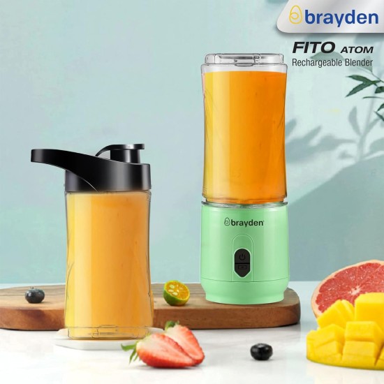 Brayden Fito Atom, Portable Smoothie Blender with 2000 mAh Rechargeable Battery and 3.7V Motor with 400ml Tritan Jar (Green) Brayden Fito Atom, Portable Smoothie Blender with 2000 mAh Rechargeable Battery and 3.7V Motor with 400ml Tritan Jar (Green)