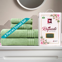 Cuddle Cotton Requisite 4 Pc Towel Set | 2 Bath Towels (70 x 147 cm) & 2 Hand Towels (40 x 60 cm), 400 GSM | 100% Pure Cotton| Emerald green