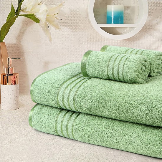 Cuddle Cotton Requisite 4 Pc Towel Set | 2 Bath Towels (70 x 147 cm) & 2 Hand Towels (40 x 60 cm), 400 GSM | 100% Pure Cotton| Emerald green