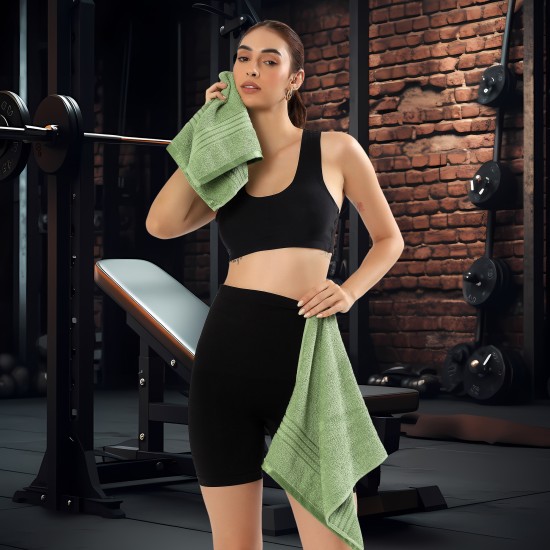 Cuddle Cotton Requisite 4 Pc Towel Set | 2 Bath Towels (70 x 147 cm) & 2 Hand Towels (40 x 60 cm), 400 GSM | 100% Pure Cotton| Emerald green