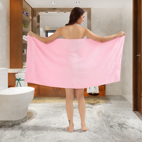 Cuddle Cotton Requisite 4 Pc Towel Set | 2 Bath Towels (70 x 147 cm) & 2 Hand Towels (40 x 60 cm), 400 GSM | 100% Pure Cotton| Blush Pink