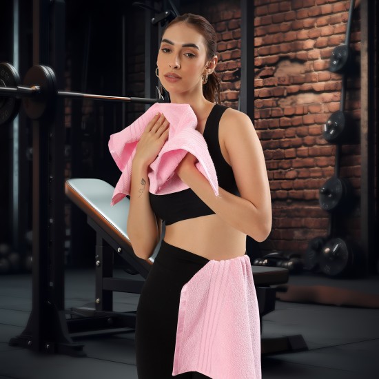 Cuddle Cotton Requisite 4 Pc Towel Set | 2 Bath Towels (70 x 147 cm) & 2 Hand Towels (40 x 60 cm), 400 GSM | 100% Pure Cotton| Blush Pink