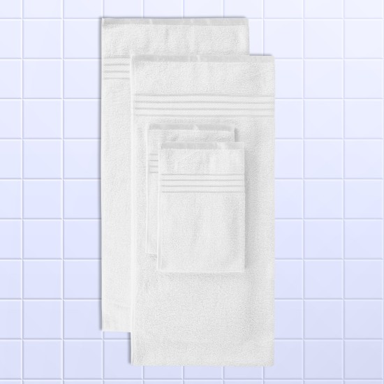 Cuddle Cotton Requisite 4 Pc Towel Set | 2 Bath Towels (70 x 147 cm) & 2 Hand Towels (40 x 60 cm), 400 GSM | 100% Pure Cotton| Opal White