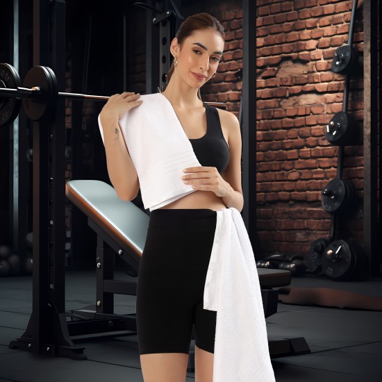 Cuddle Cotton Requisite 4 Pc Towel Set | 2 Bath Towels (70 x 147 cm) & 2 Hand Towels (40 x 60 cm), 400 GSM | 100% Pure Cotton| Opal White