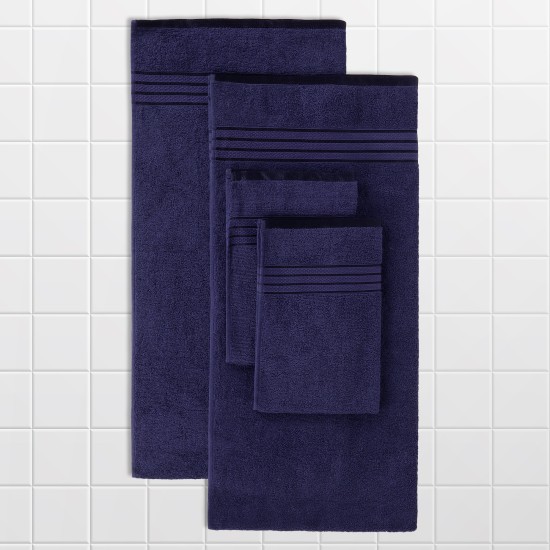 Cuddle Cotton Requisite 4 Pc Towel Set | 2 Bath Towels (70 x 147 cm) & 2 Hand Towels (40 x 60 cm), 400 GSM | 100% Pure Cotton| Sapphire blue