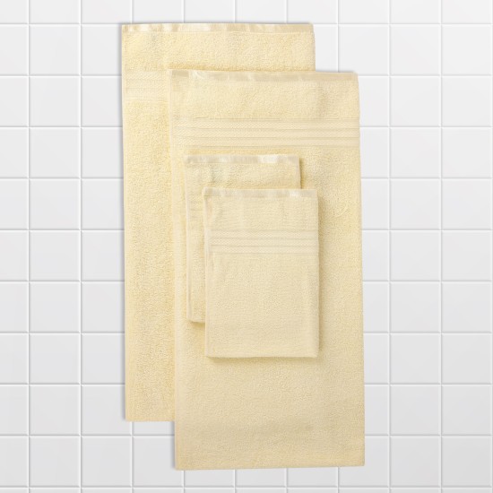 Cuddle Cotton Requisite 4 Pc Towel Set | 2 Bath Towels (70 x 147 cm) & 2 Hand Towels (40 x 60 cm), 400 GSM | 100% Pure Cotton| Sunshine Yellow 