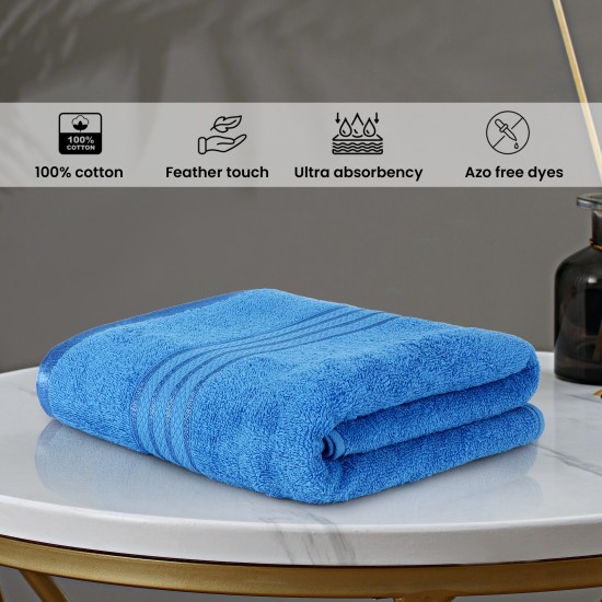 Cuddle Cotton Requisite 100% Cotton Bath Towel, 400 GSM, 70 cm x 147 cm, Azure Blue
