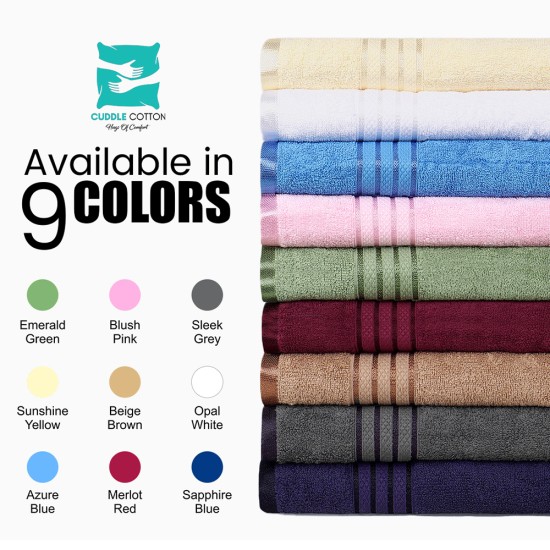 Cuddle Cotton Requisite 100% Cotton Bath Towel, 400 GSM, 70 cm x 147 cm, Azure Blue