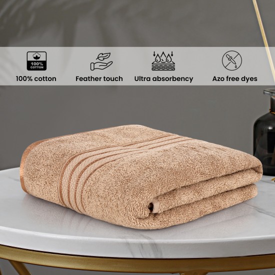 Cuddle Cotton Requisite 100% Cotton Bath Towel, 400 GSM, 70 cm x 147 cm, Beige Brown